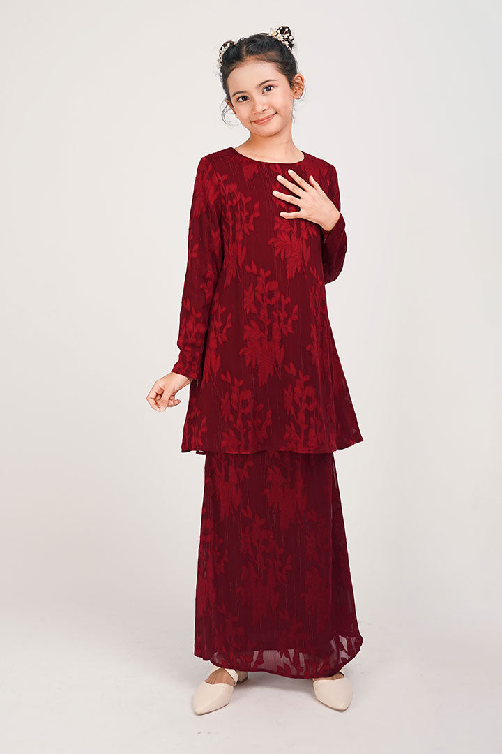Cempaka Kids Kurung Maroon