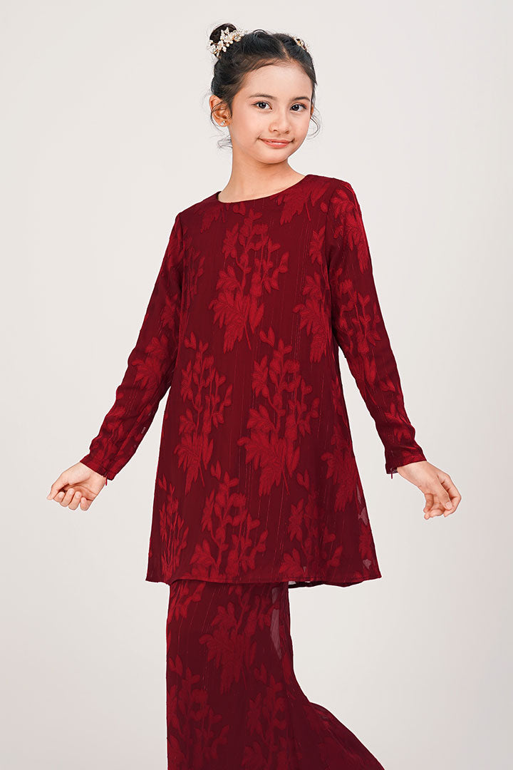 Cempaka Kids Kurung Maroon