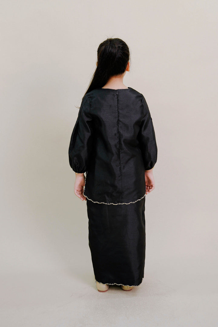 Evelyn Kids Kurung with Embroidery in Black