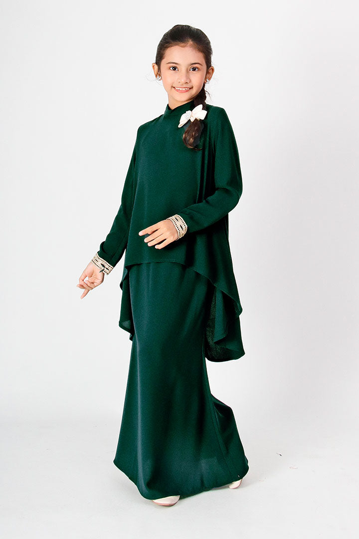 Deepika Kids Kurung Emerald Green
