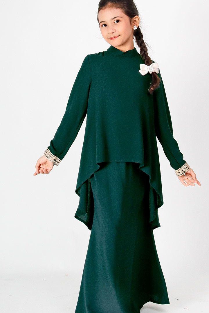 Deepika Kids Kurung Emerald Green