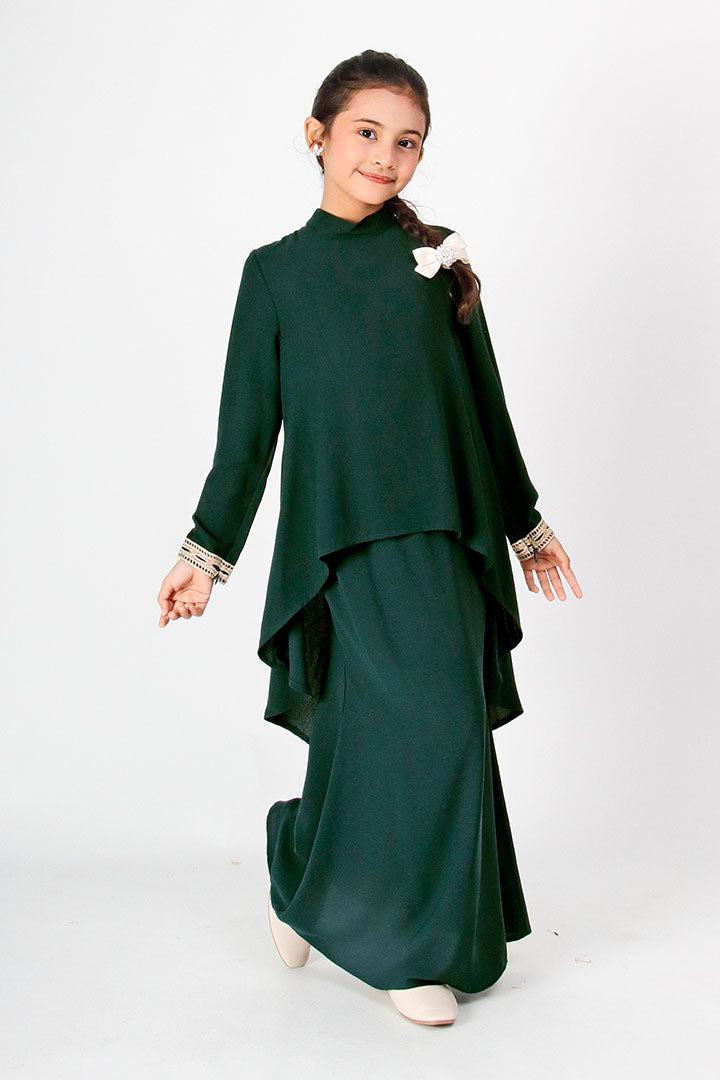 Deepika Kids Kurung Emerald Green