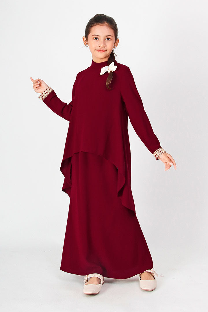 Deepika Kids Kurung Maroon