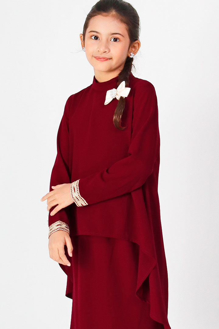 Deepika Kids Kurung Maroon