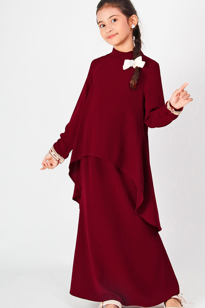 Deepika Kids Kurung Maroon