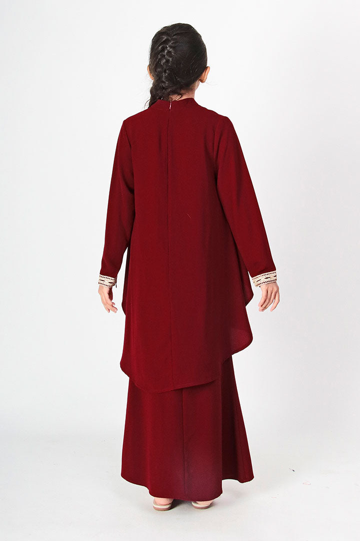 Deepika Kids Kurung Maroon