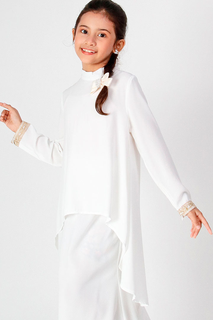 Deepika Kids Kurung White