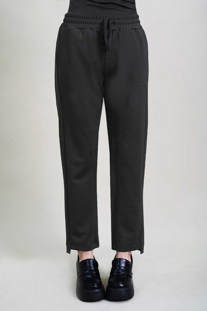 JUXTA Asymmetrical Hem Pants Black