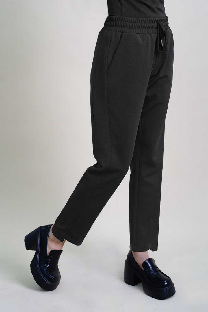 JUXTA Asymmetrical Hem Pants Black