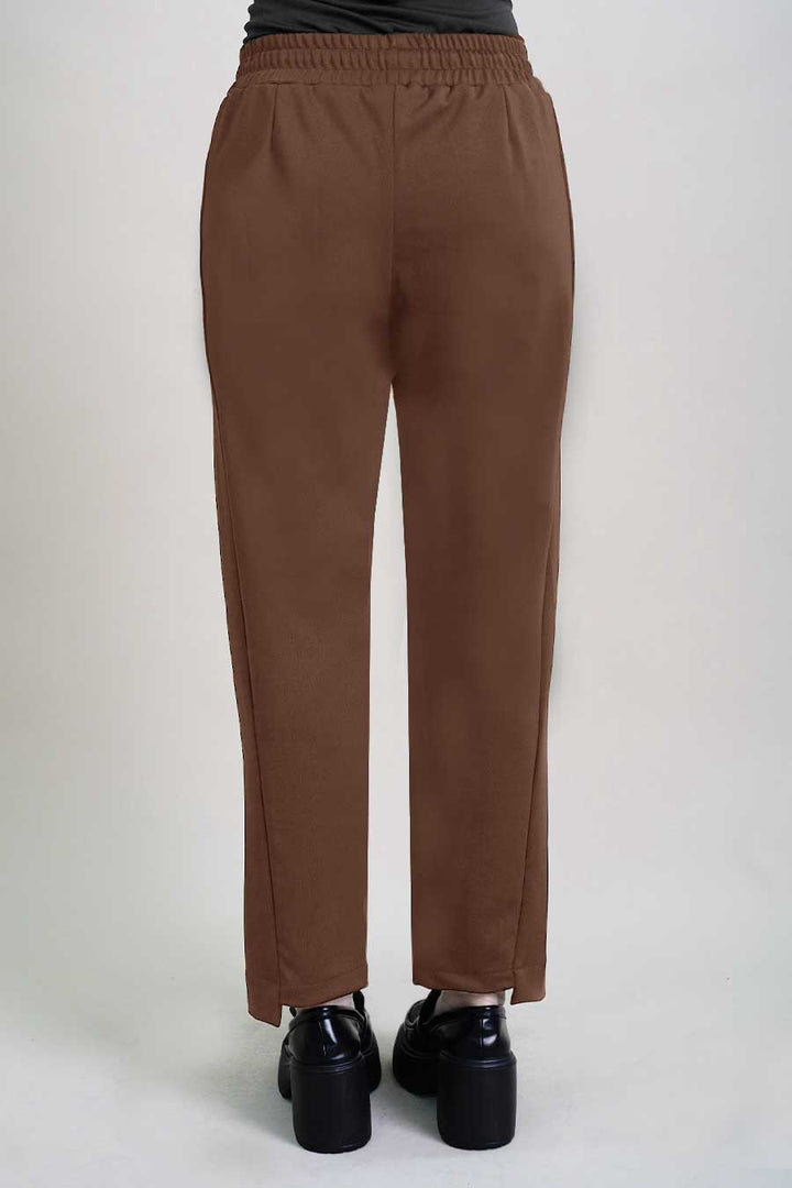 JUXTA Asymmetrical Hem Pants Brown
