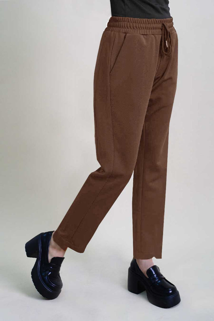 JUXTA Asymmetrical Hem Pants Brown