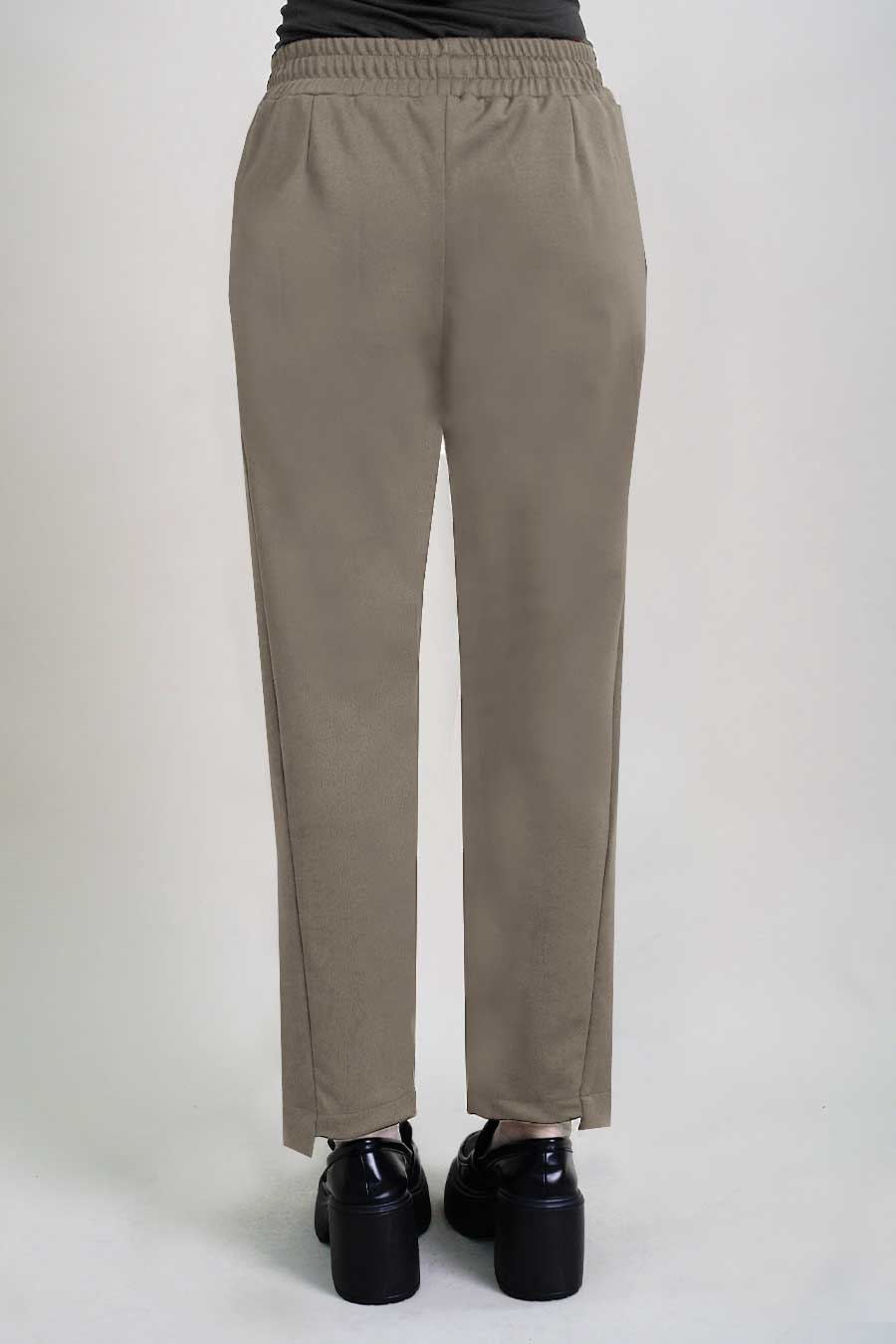 JUXTA Asymmetrical Hem Pants Khaki