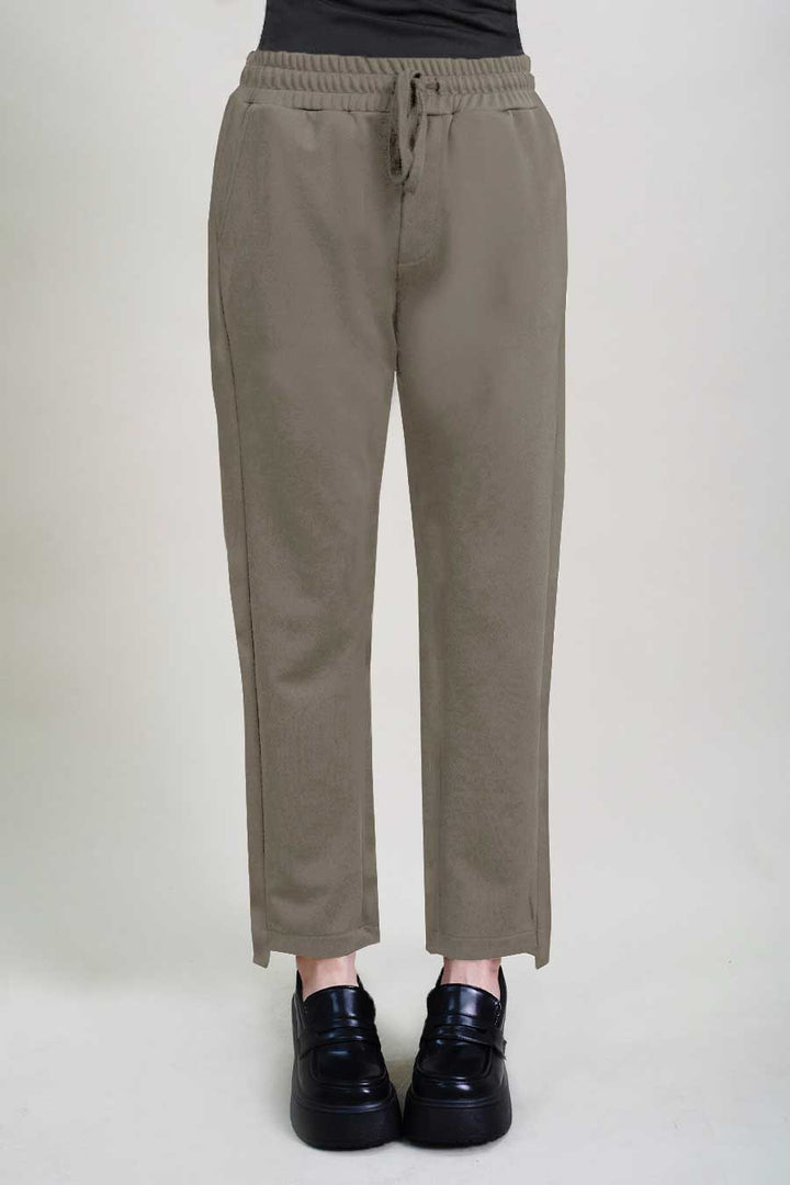JUXTA Asymmetrical Hem Pants Khaki