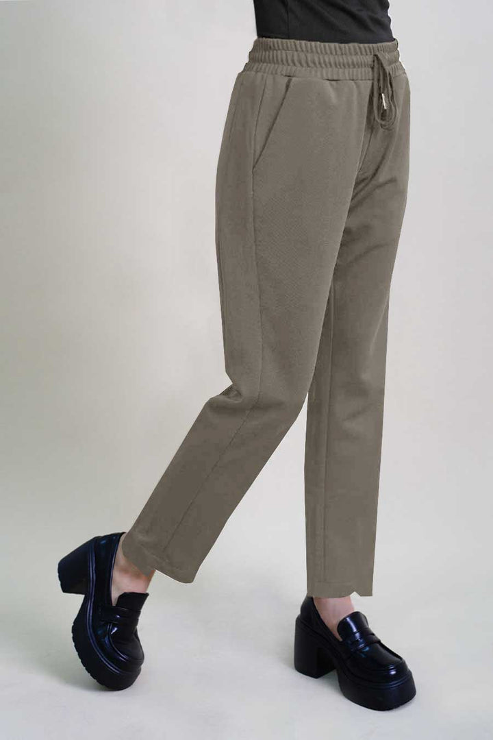 JUXTA Asymmetrical Hem Pants Khaki