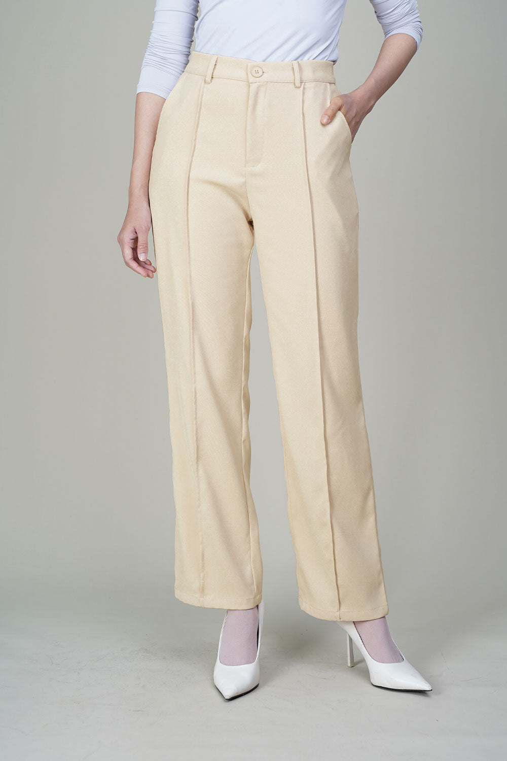 Tracy Straight Pants Beige