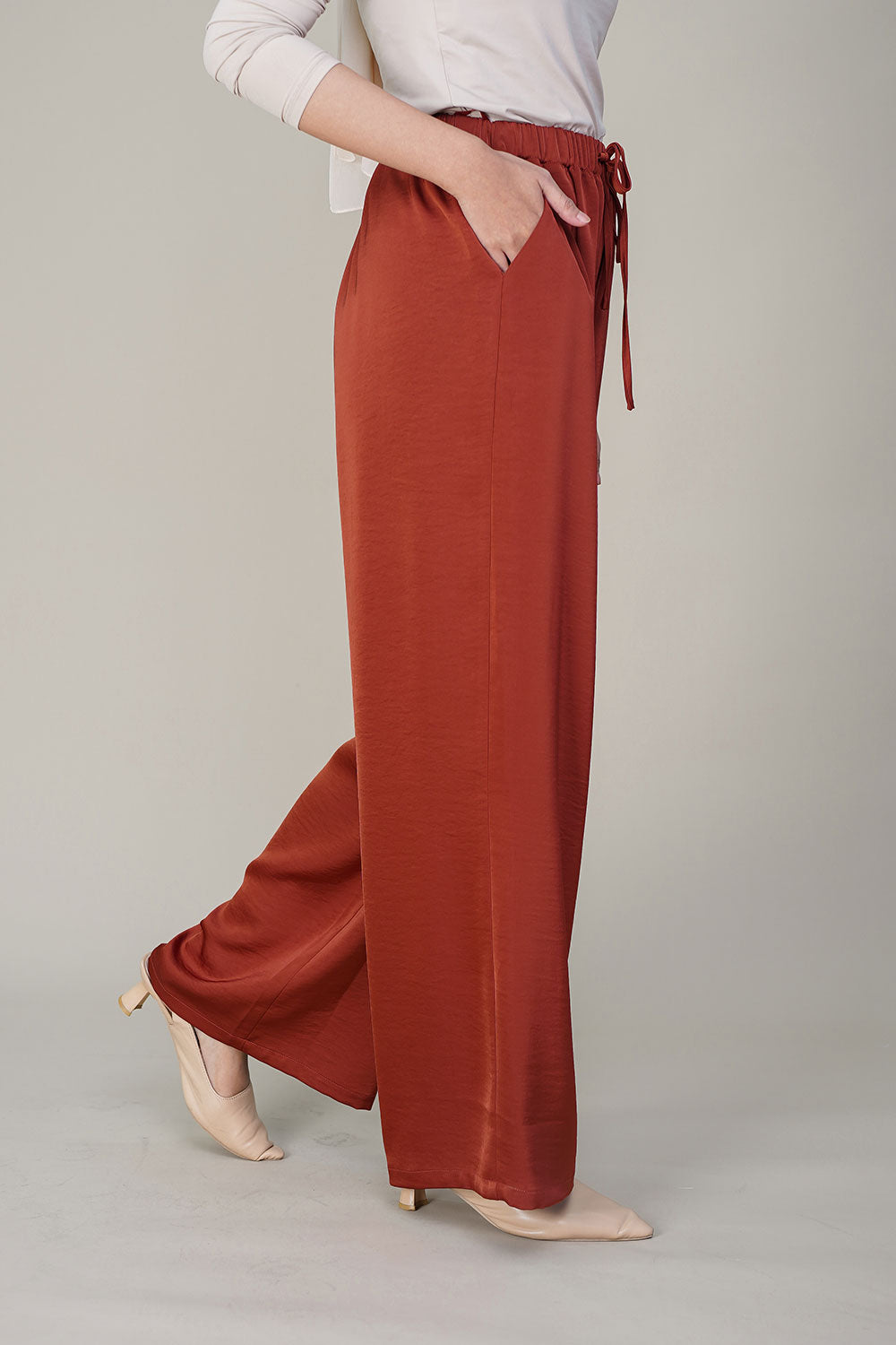 Eloise Satin Pants Brick Orange