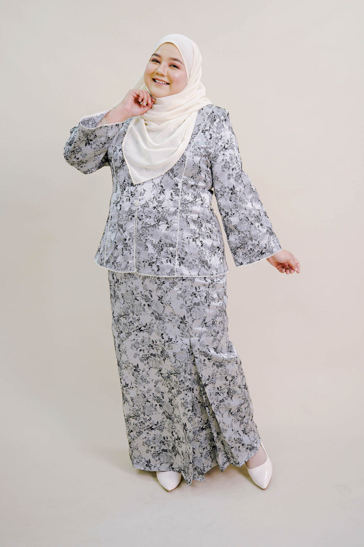 Clarisa Plus Size Kurung in Grey