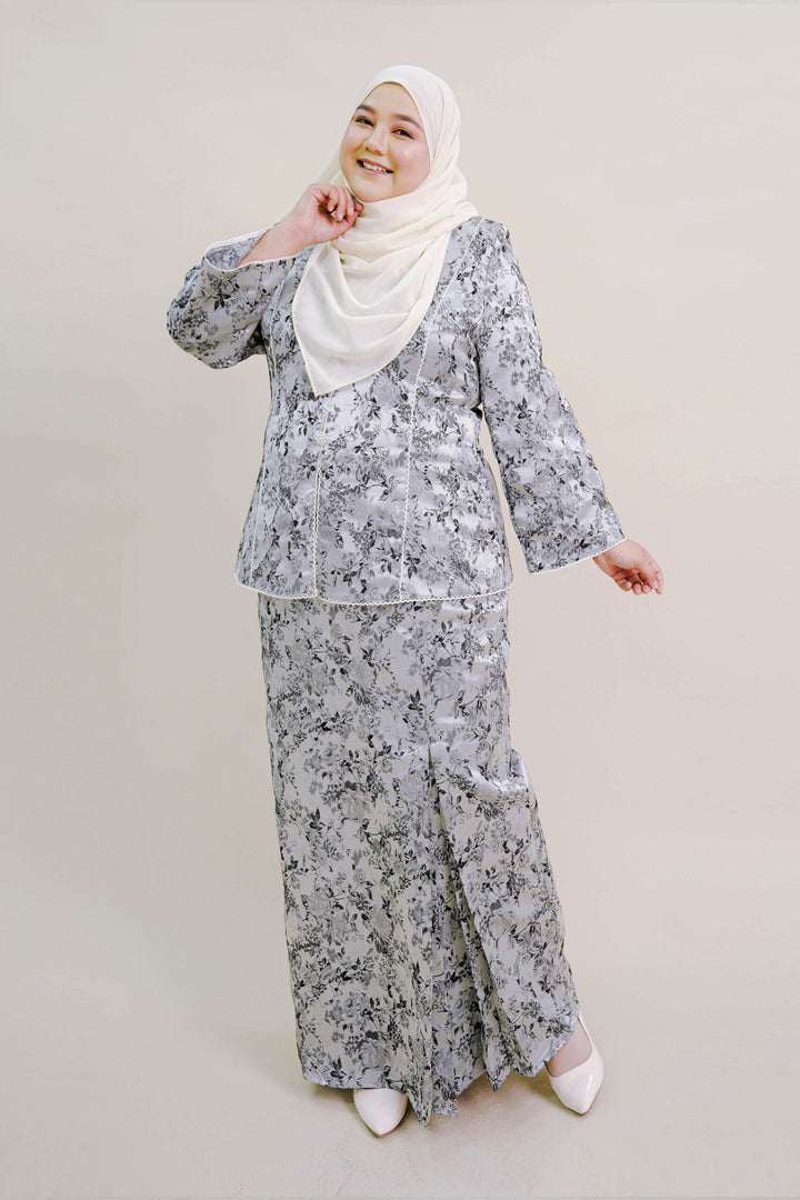 Clarisa Plus Size Kurung in Grey