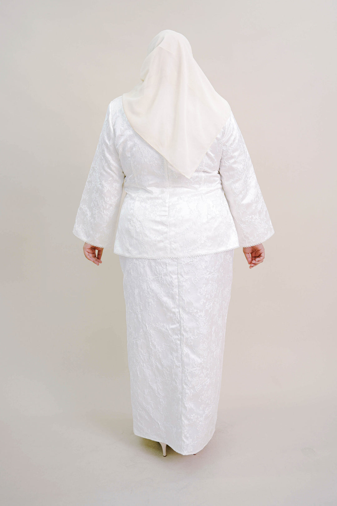 Clarisa Plus Size Kurung in Off White
