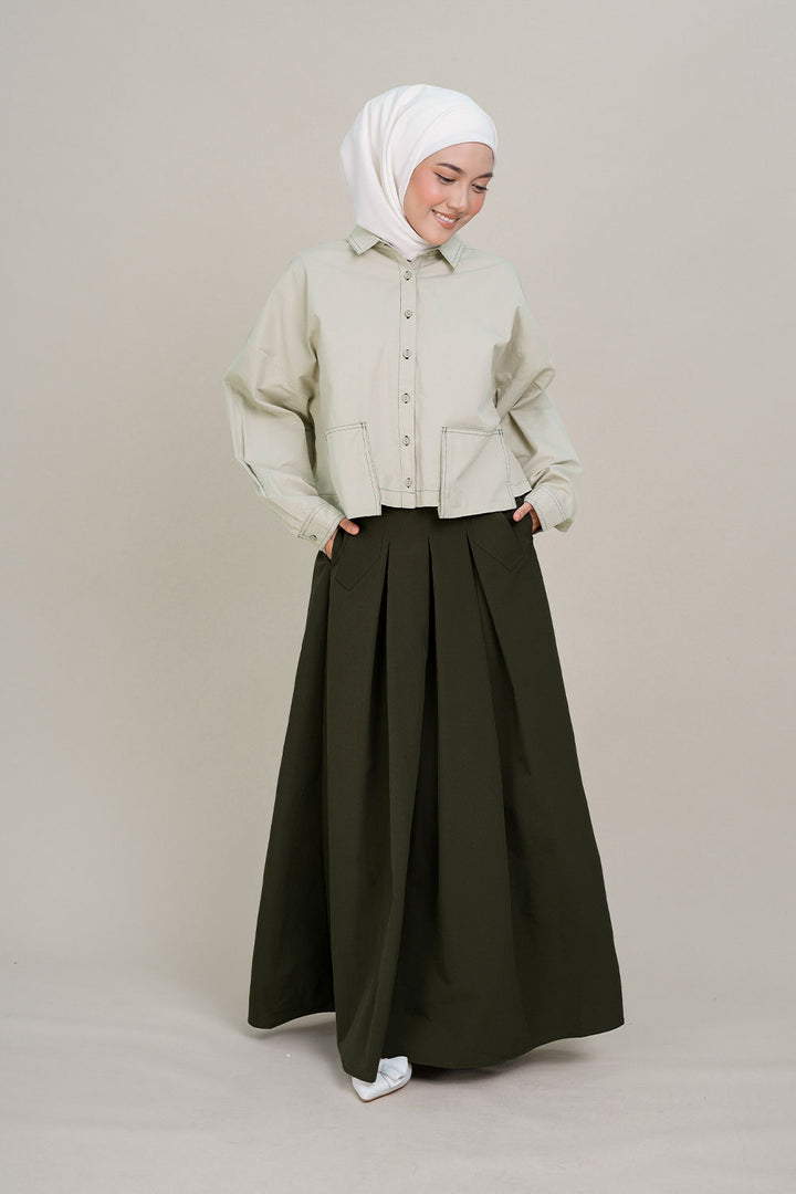 Adley Wide Skirt Green