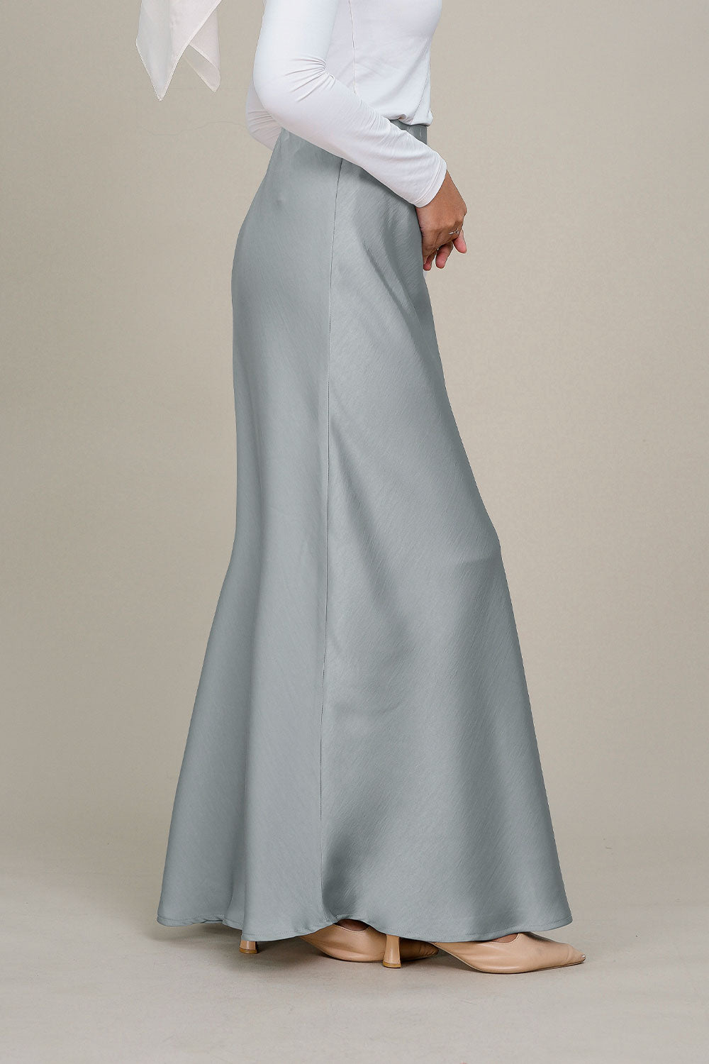 Marina Satin Skirt Light Blue