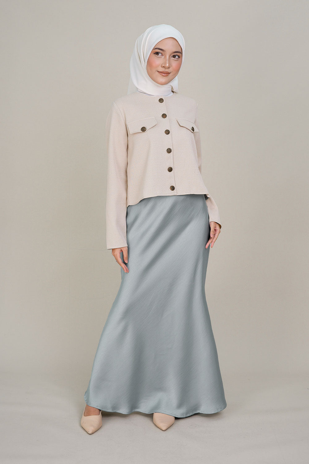 Marina Satin Skirt Light Blue