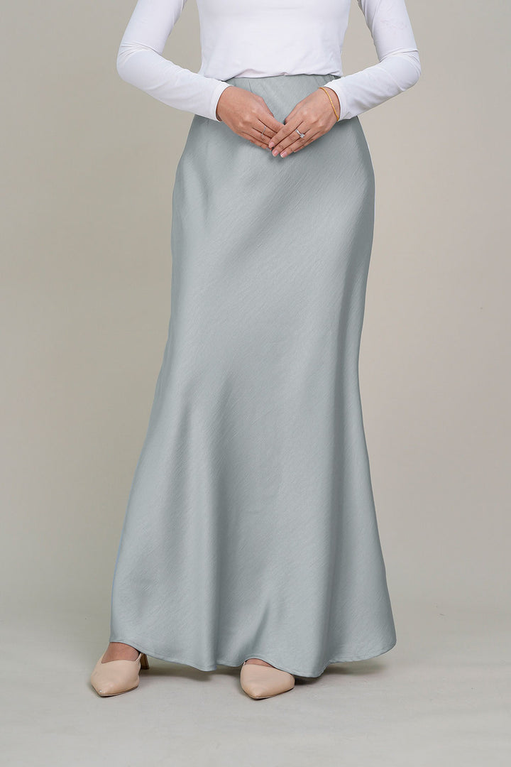 Marina Satin Skirt Light Blue