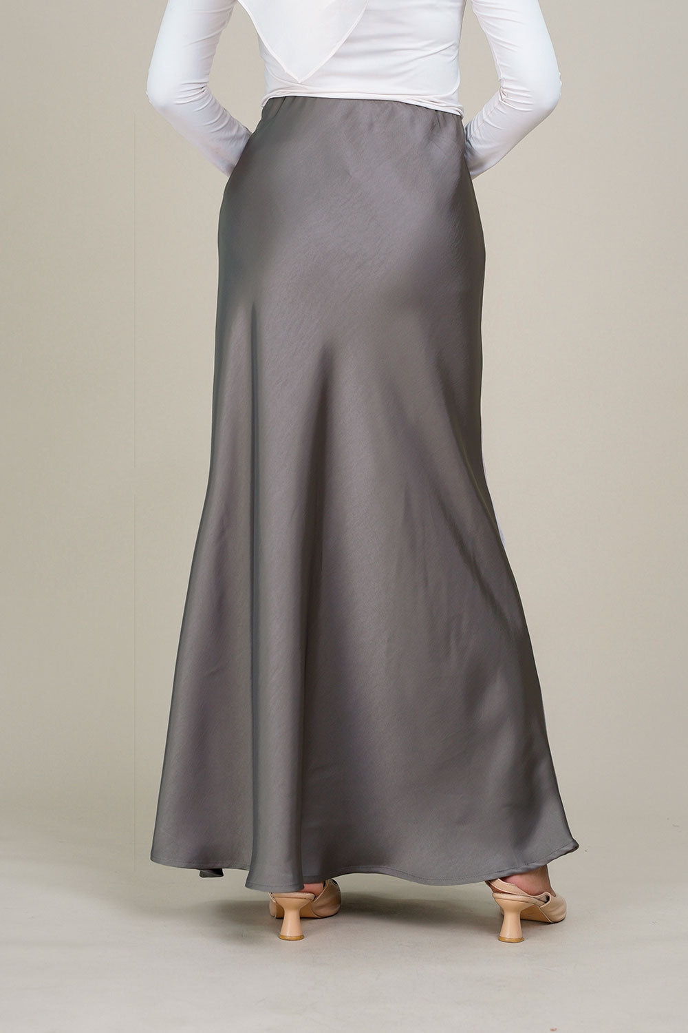 Marina Satin Skirt Grey