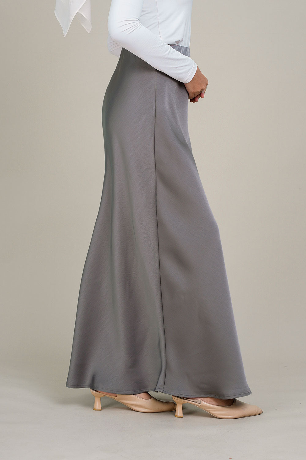 Marina Satin Skirt Grey