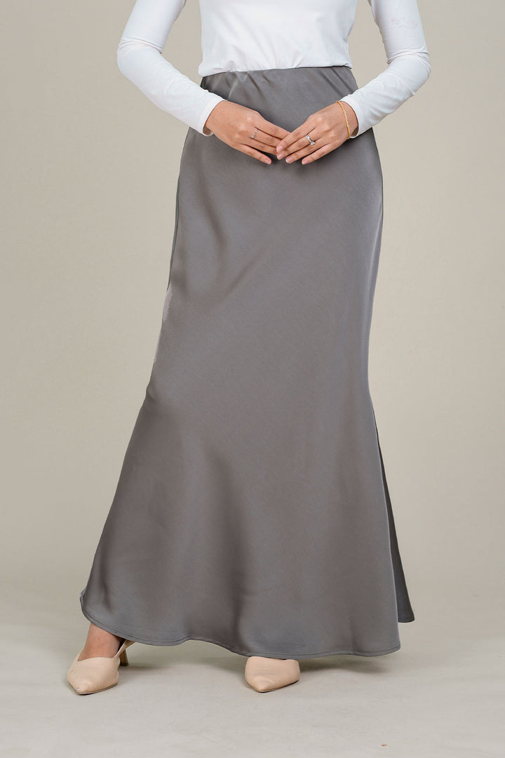 Marina Satin Skirt Grey