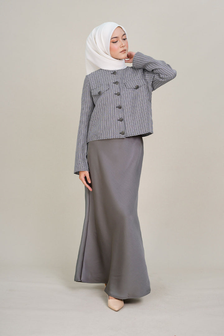 Marina Satin Skirt Grey