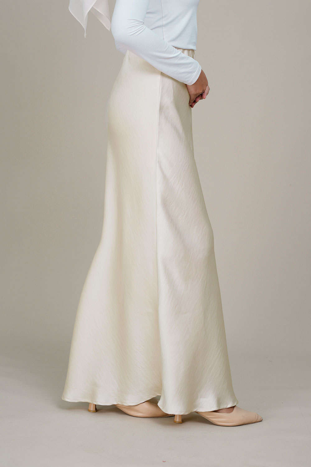 Marina Satin Skirt Ivory