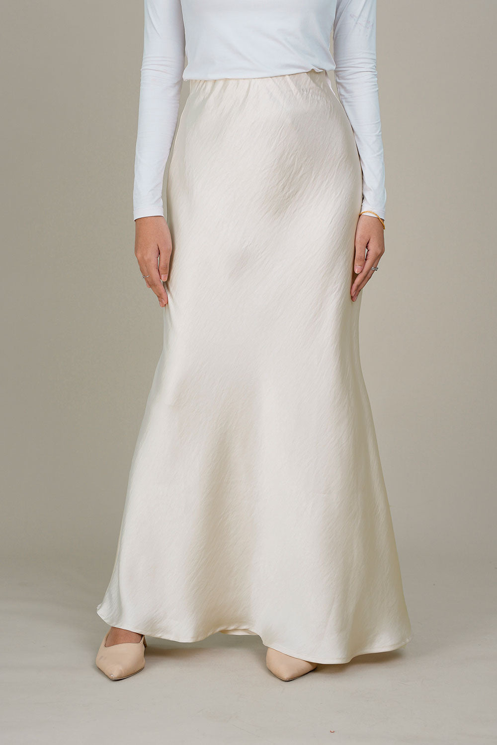 Marina Satin Skirt Ivory