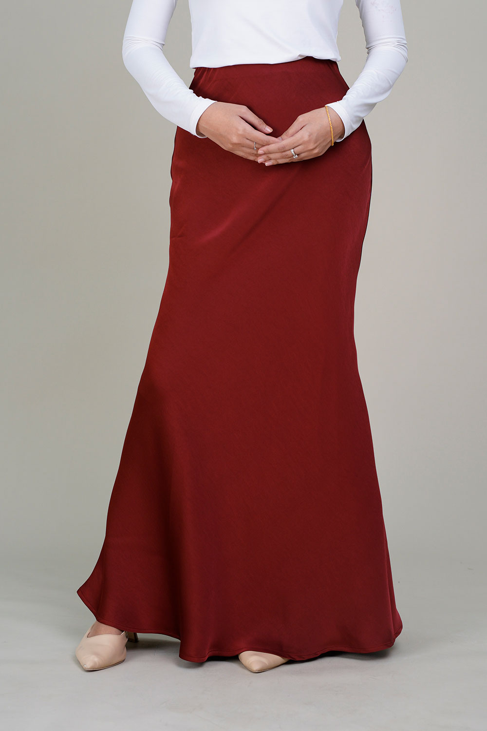 Marina Satin Skirt Red Paprika