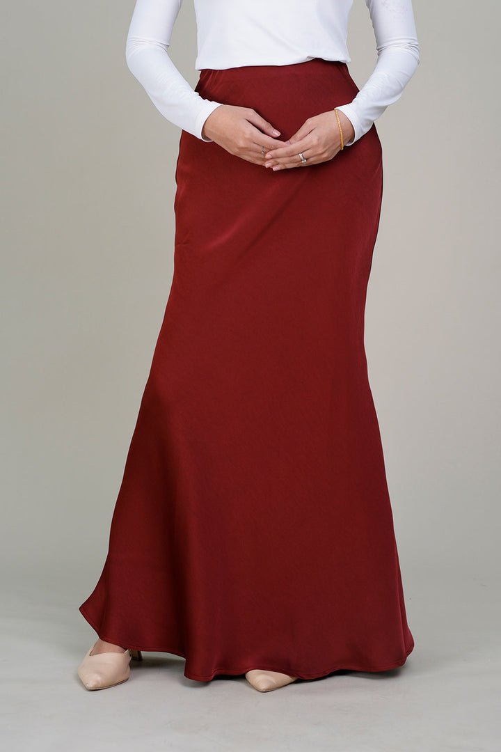 Marina Satin Skirt Red Paprika