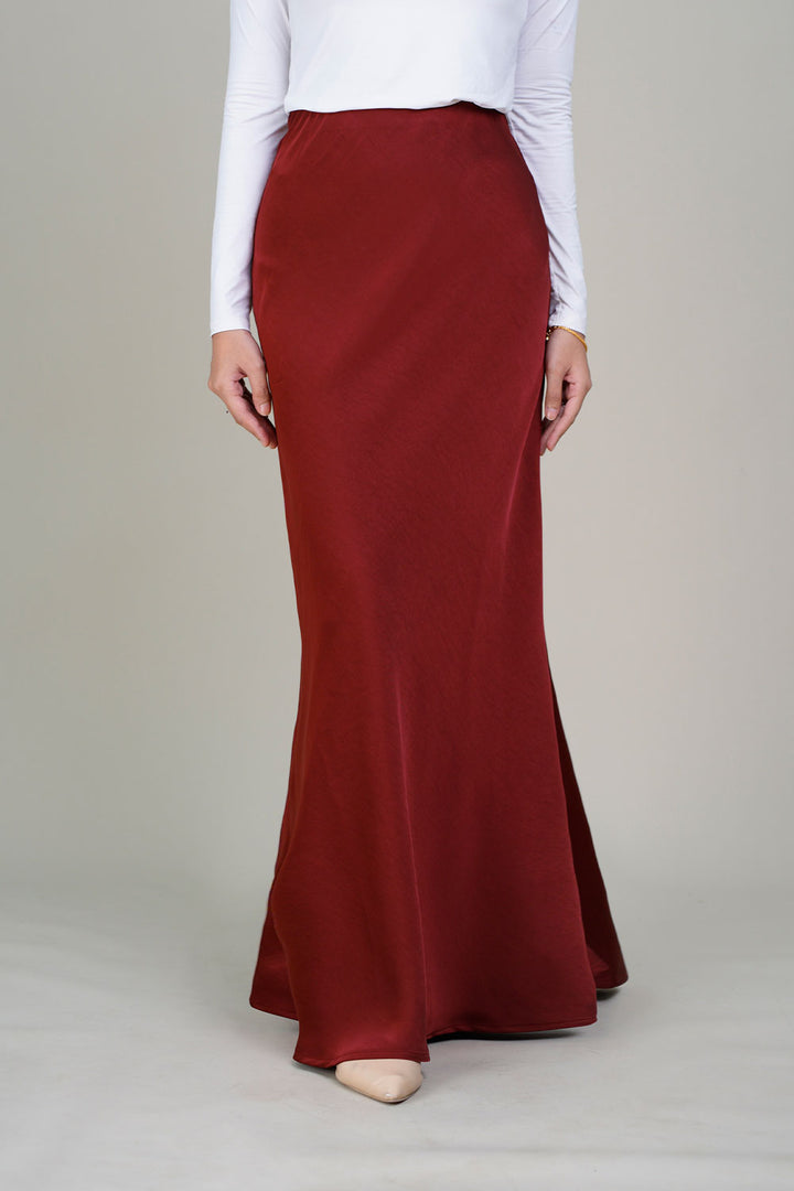 Marina Satin Skirt Red Paprika