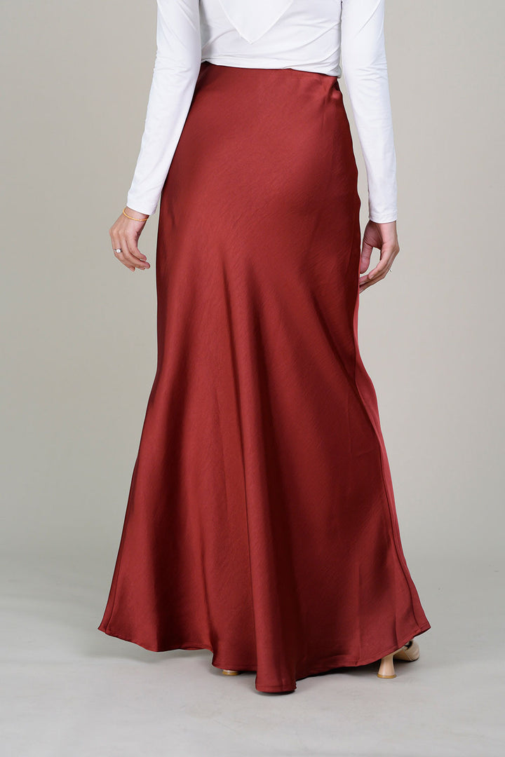 Marina Satin Skirt Red Paprika