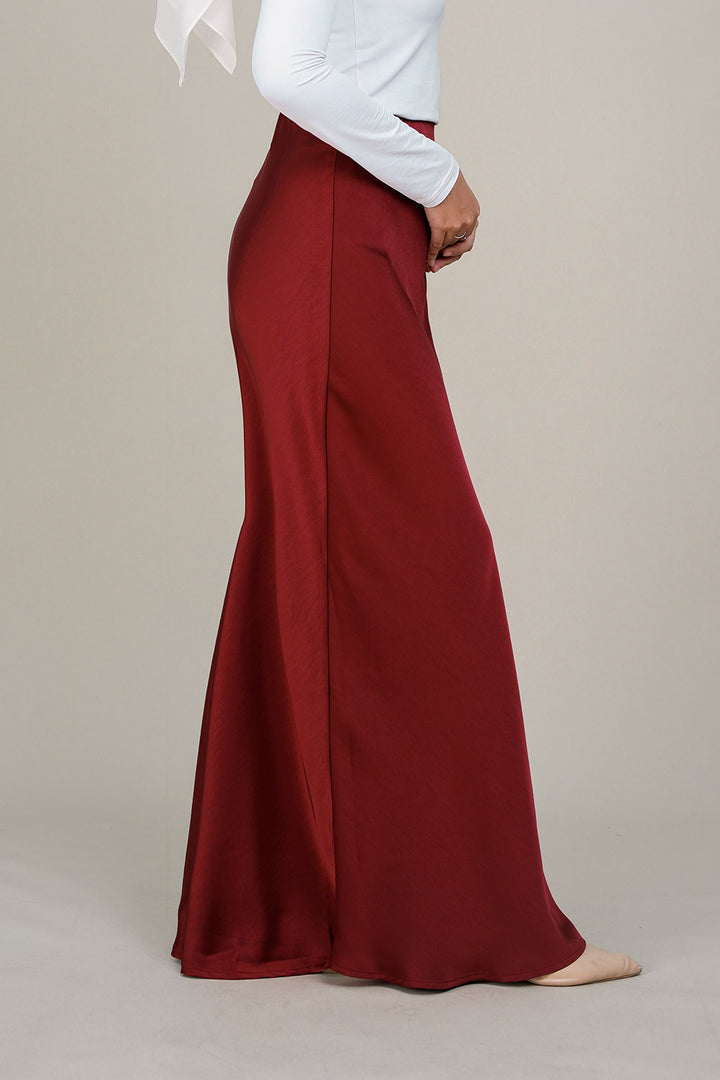 Marina Satin Skirt Red Paprika