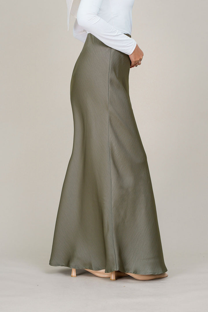 Marina Satin Skirt Olive