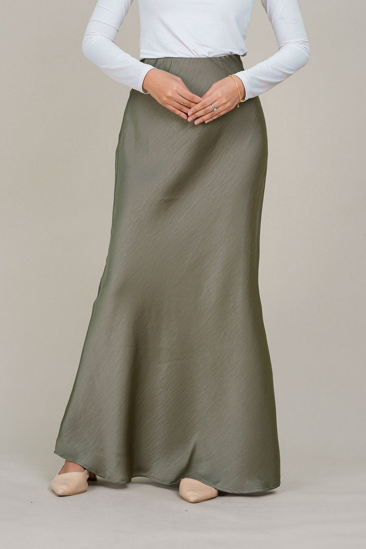 Marina Satin Skirt Olive