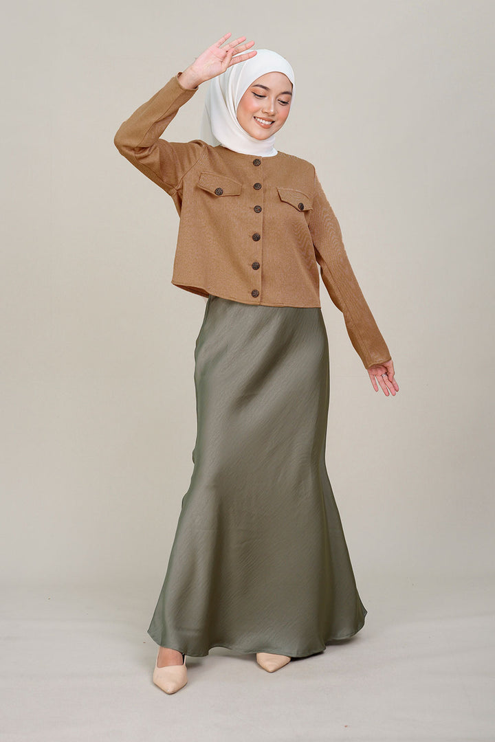 Marina Satin Skirt Olive