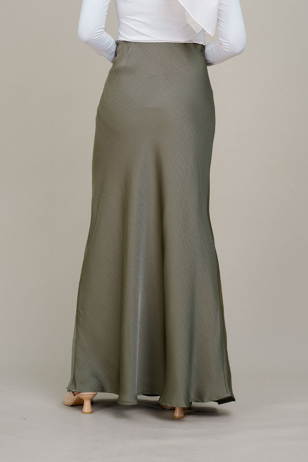 Marina Satin Skirt Olive