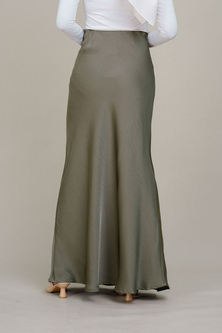 Marina Satin Skirt Olive