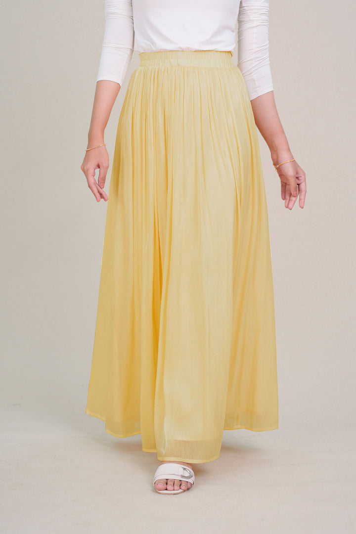 Margot Shiny Pleated Skirt Yellow