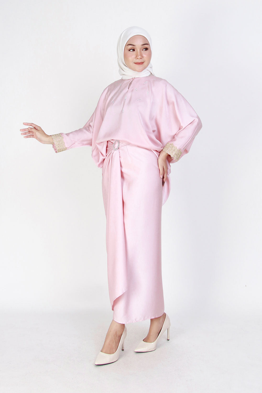 Dewi Plain Batwing Blouse Pink