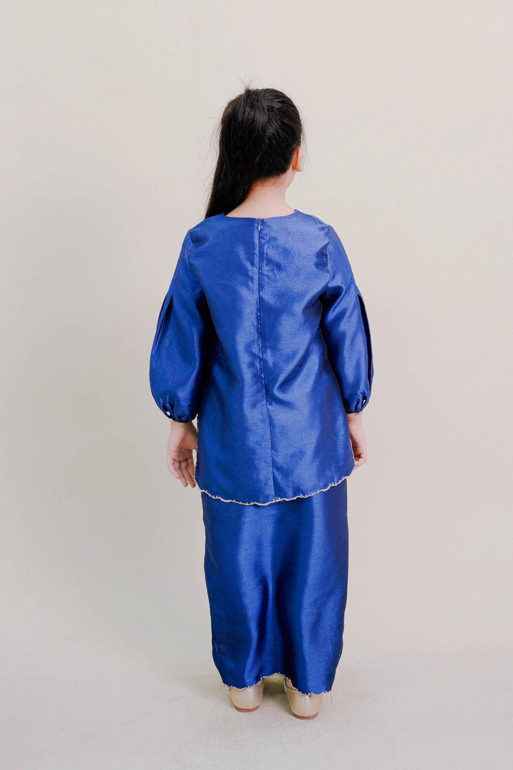 Evelyn Kids Kurung with Embroidery in Royal Blue