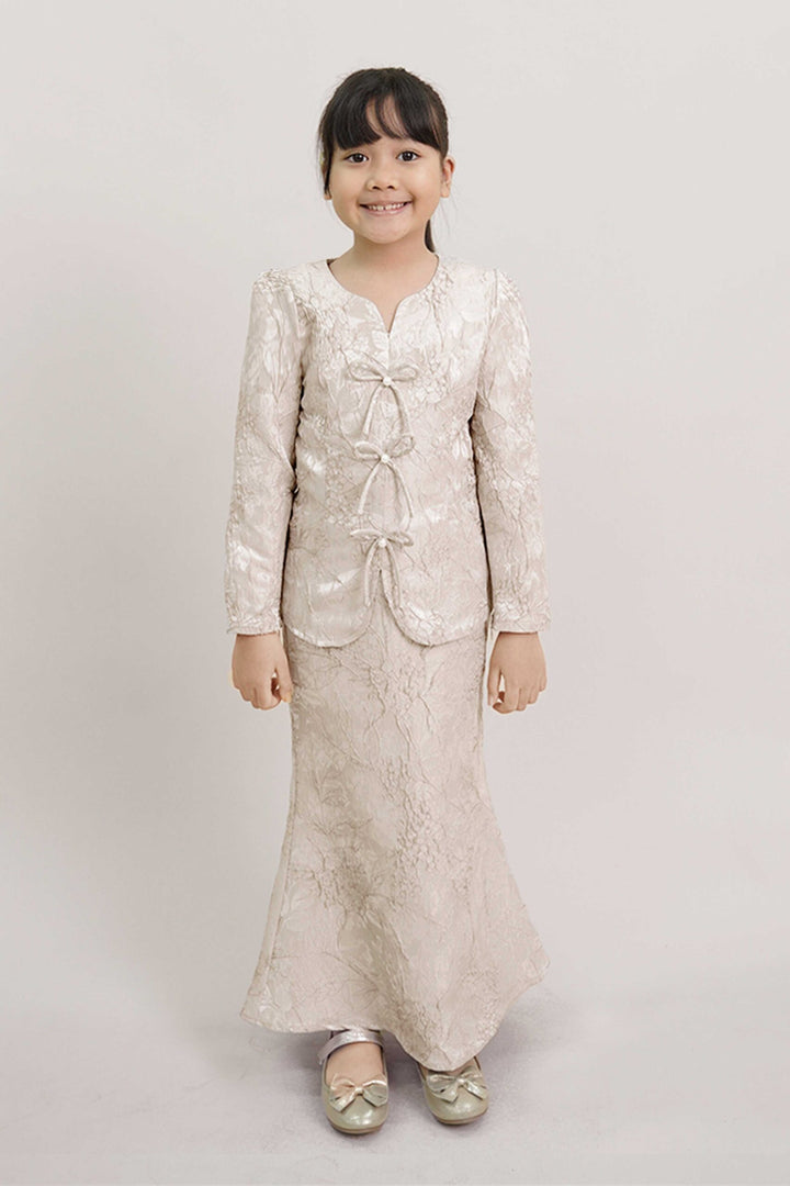 Kioshi Kids Ribbon Kurung in Champagne