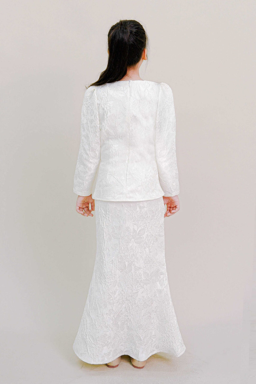 Kioshi Kids Ribbon Kurung in White