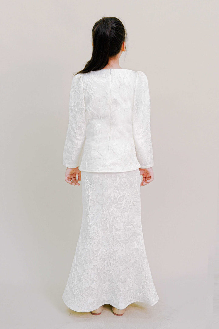 Kioshi Kids Ribbon Kurung in White