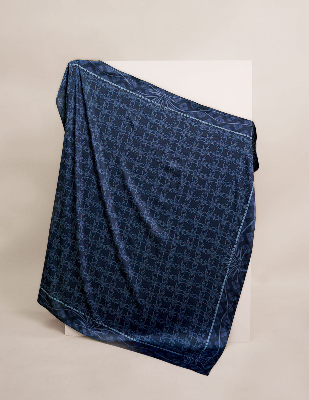 Khawlah Satin Printed Square Navy